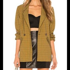 L’Academie Plaid Tan Yellow Women's Blazer